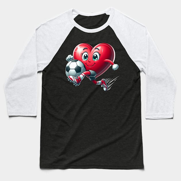 Heart Soccer Ball Football Valentines Day Sports Lover Baseball T-Shirt by Figurely creative